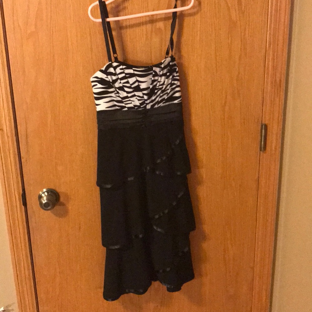 deb zebra print and black layered dress